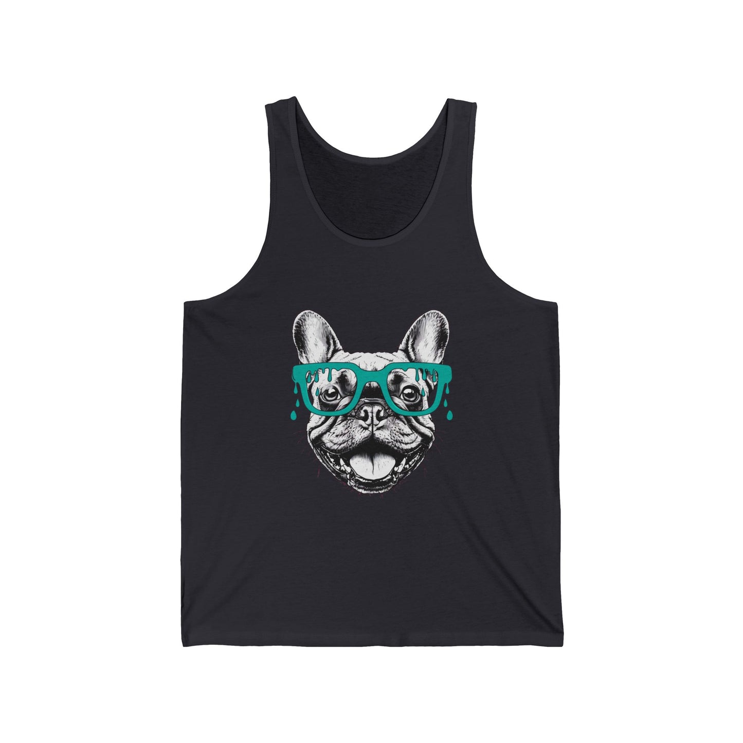 Funny Dog Tank Top with Glasses, Unisex Jersey Tank for Pet Lovers, Summer Beachwear, Gift for Dog Owners, Casual Wear