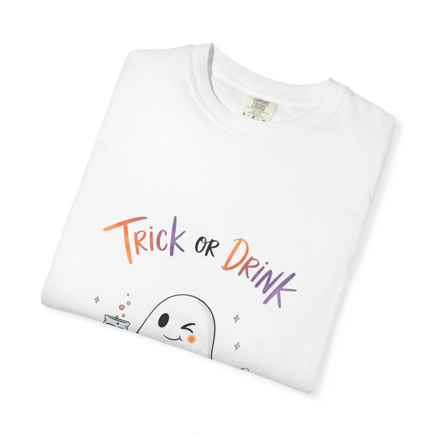 Halloween Ghost T-Shirt, Trick or Drink Shirt, Unisex Tee, Spooky Party Wear, Fall Fashion, Costume Alternative