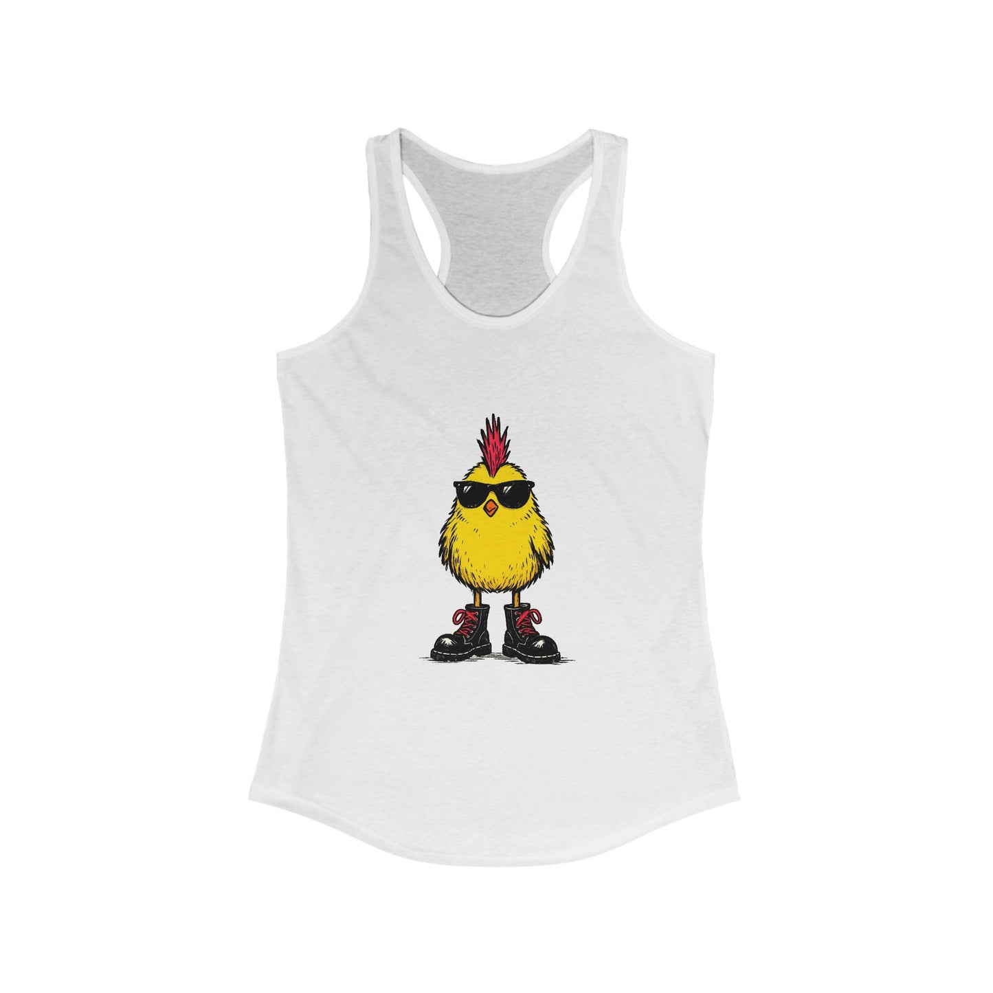 Cool Chicken Graphic Racerback Tank Top, Fun Summer Apparel, Funny Gift for Animal Lovers, Cute Casual Wear, Chick Shirt