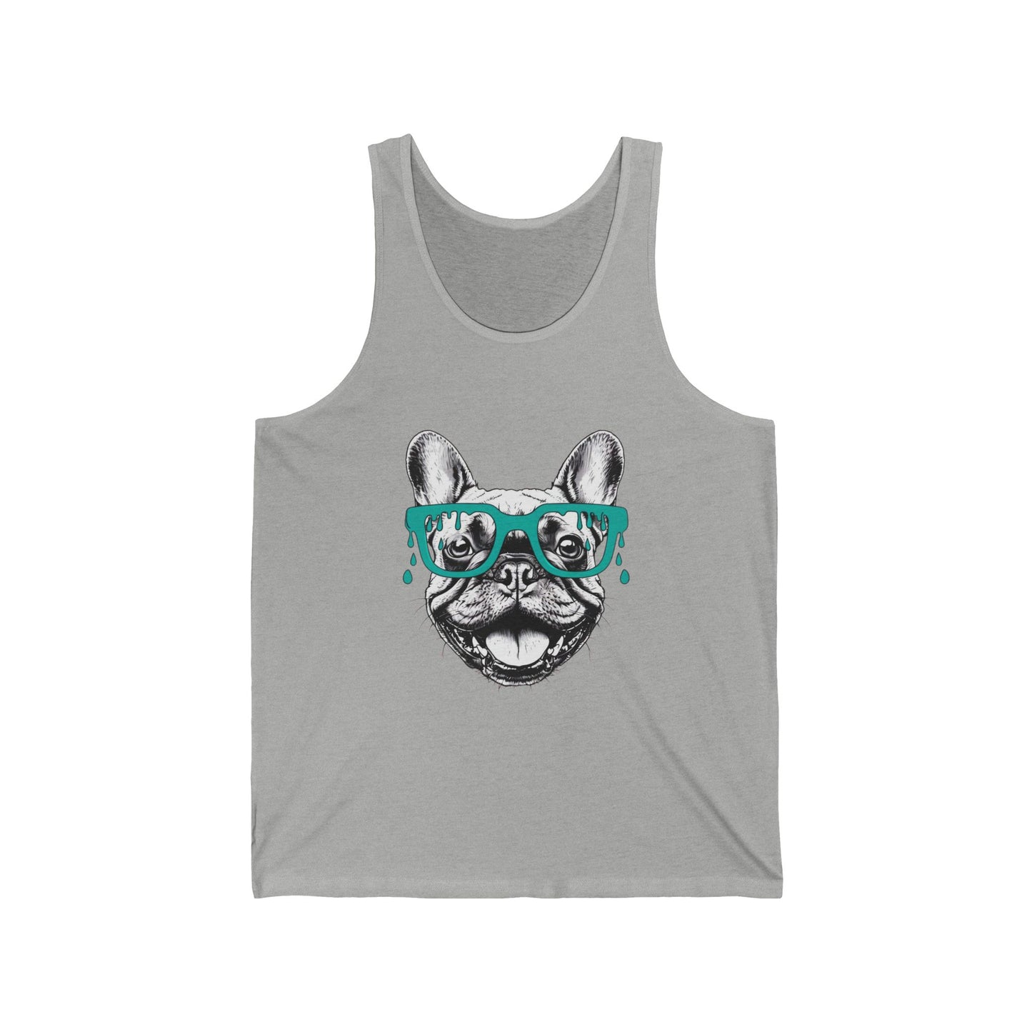 Funny Dog Tank Top with Glasses, Unisex Jersey Tank for Pet Lovers, Summer Beachwear, Gift for Dog Owners, Casual Wear