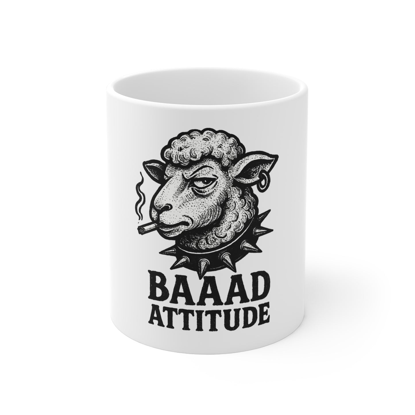 Baaad Attitude Mug - Fun Coffee Cup, Gift for Friends, Sheep Lover Mug, Unique Office Decor, Humor for Sheep Enthusiasts