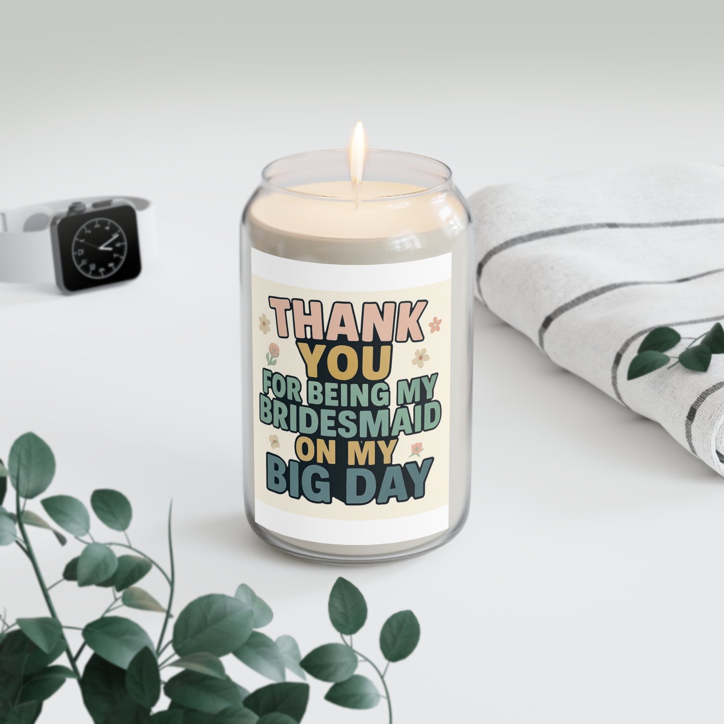 Thank You Bridesmaid Scented Candle, Wedding Gift, Bridal Party Favors, Wedding Decor, Big Day Candles, Relaxation Essentials