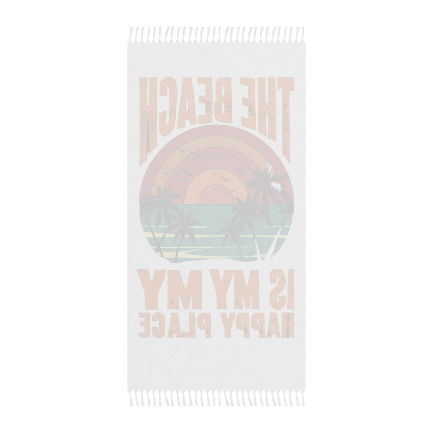 Boho Beach Towel - "The Beach is My Happy Place" | Summer Essential, Vacation Gear, Gift for Beach Lovers, Coastal Decor