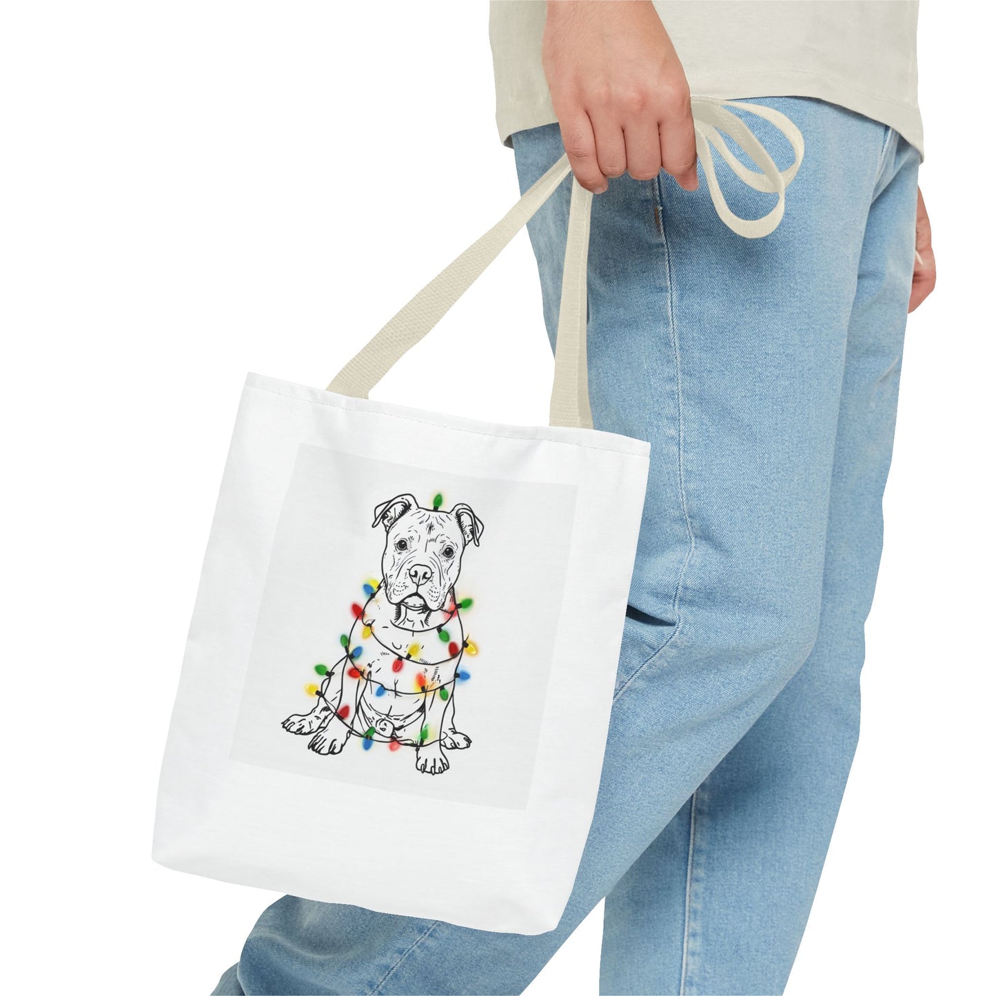 Festive Dog Tote Bag, Holiday Shopping, Pet Lover Gift, Christmas Essentials, Eco-Friendly Carryall, Cute Canine Design