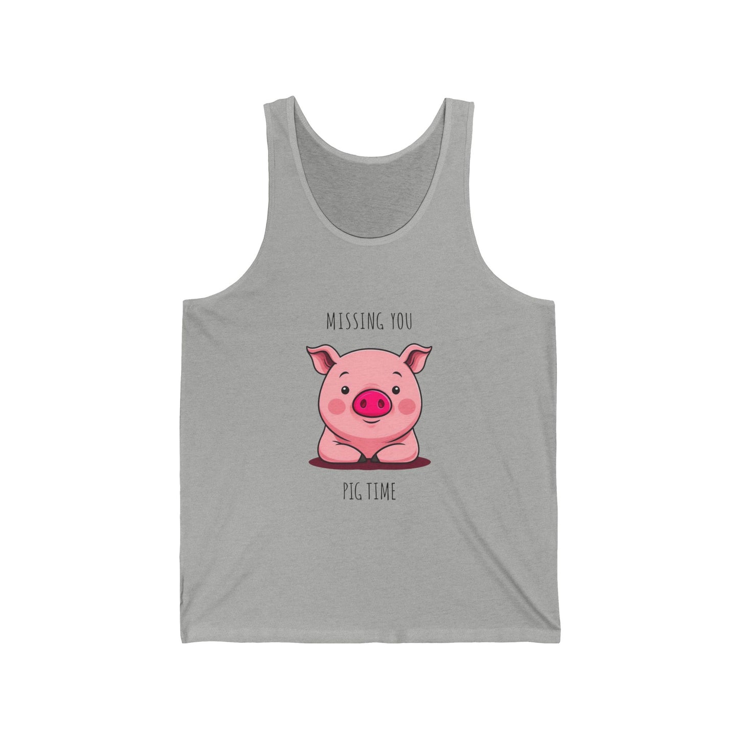 Cute Pig Design Unisex Jersey Tank Top, Animal Lover Gift, Summer Fashion, Casual Wear, Gym Apparel, Birthday Gift, Easygoing Style