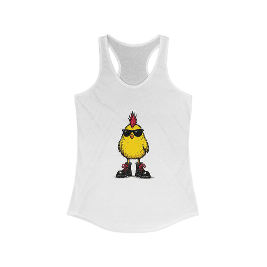 Cool Chicken Graphic Racerback Tank Top, Fun Summer Apparel, Funny Gift for Animal Lovers, Cute Casual Wear, Chick Shirt