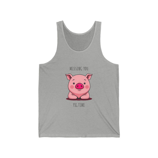 Cute Pig Design Unisex Jersey Tank Top, Animal Lover Gift, Summer Fashion, Casual Wear, Gym Apparel, Birthday Gift, Easygoing Style